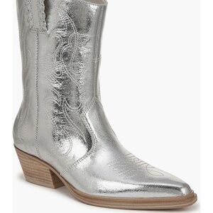 Franco Sarto Silver Western Cowboy Ankle Boots